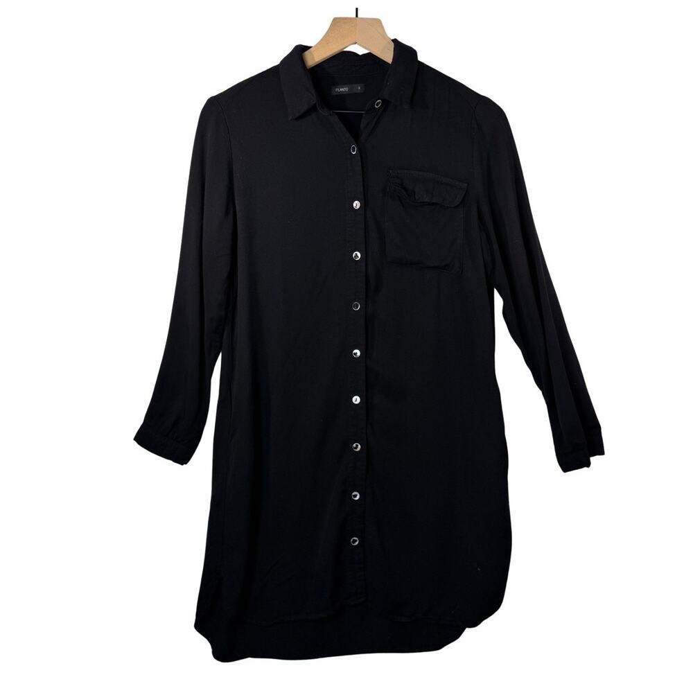 Filanto Black Button-up Tunic Viscose Shirt with Pockets Size S
